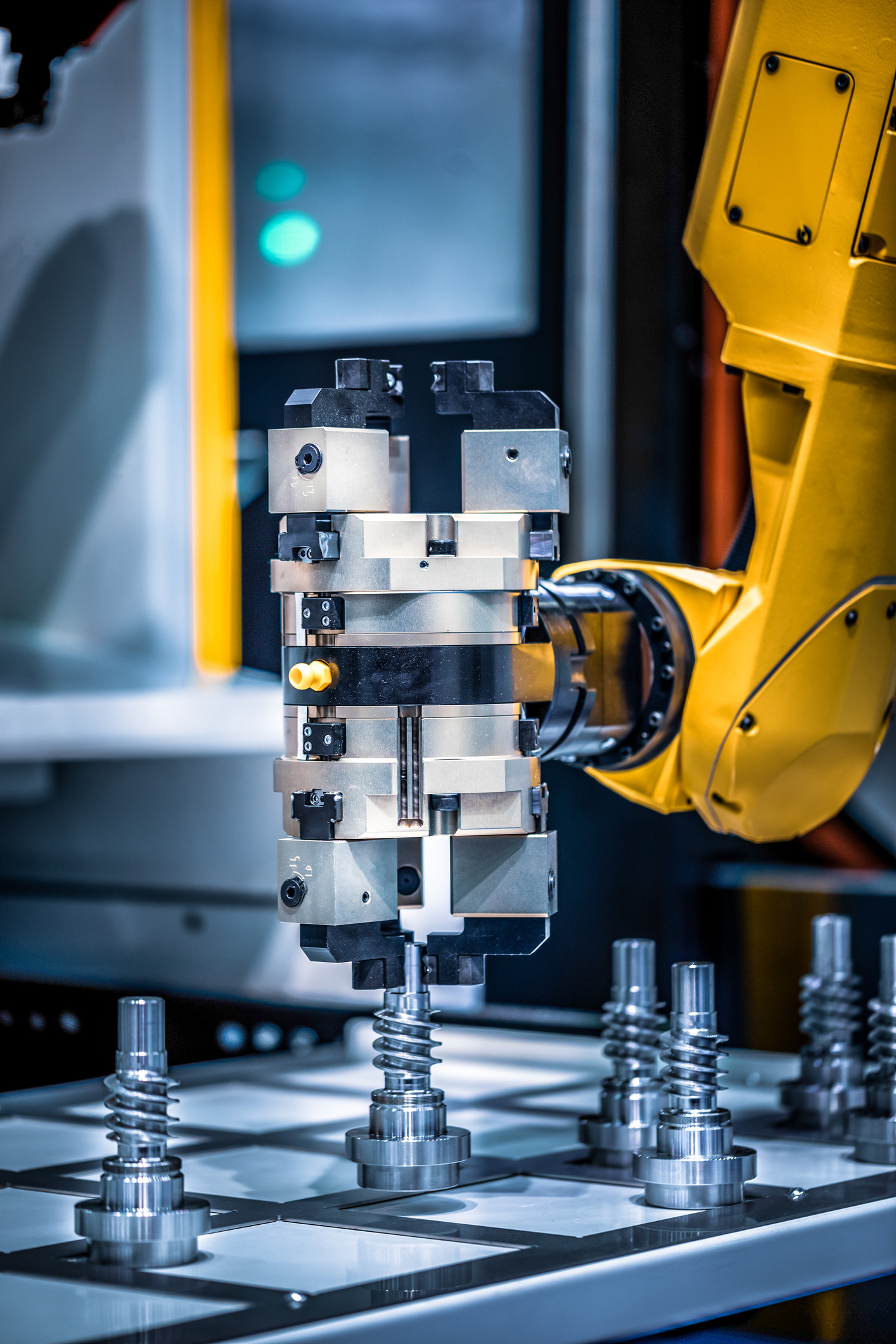 robotic arm in machining work cell